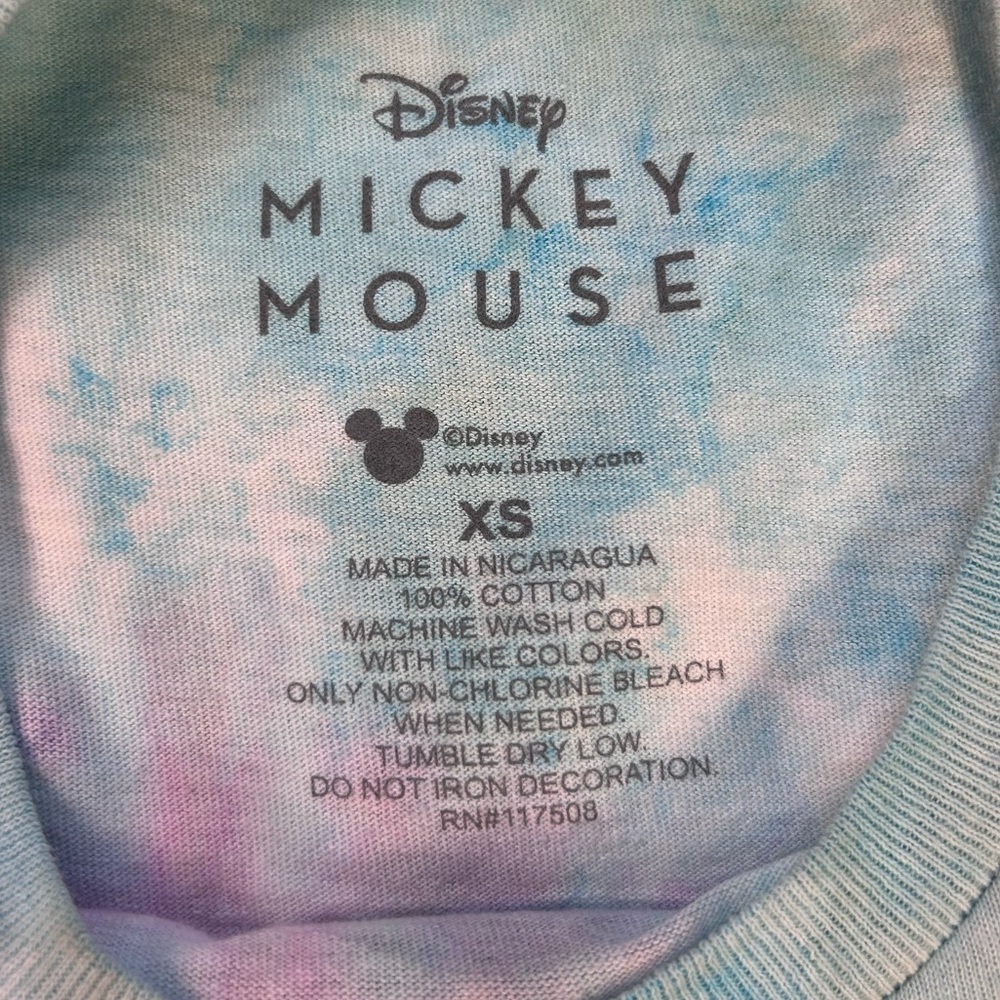 Disney Mickey Mouse Tie Dye Cropped T-shirt Size XS e11 - Picture 5 of 6